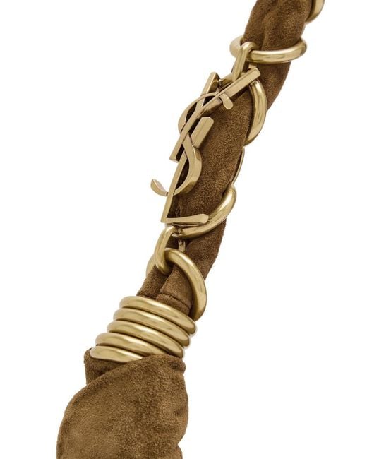 Saint Laurent Brown Rope Suede Hobo Bag