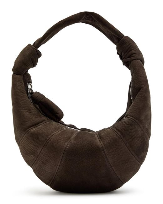 Lemaire Brown Fortune Croissant Mini Nubuck Leather Shoulder Bag