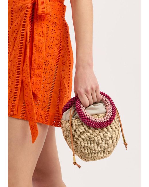 Aranaz Carmen Mini Raffia Bucket Bag in Pink Lyst UK