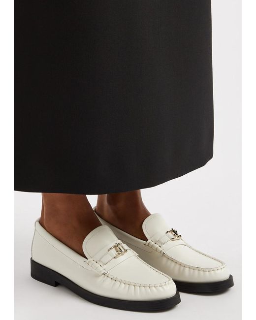 Jimmy Choo White Addie Leather Loafers