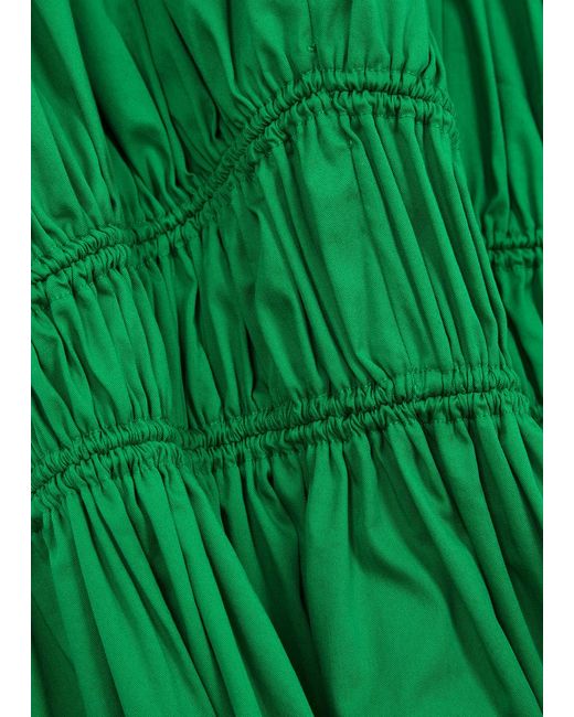 Diane von Furstenberg Green Gillian Ruched Cotton-Blend Maxi Dress