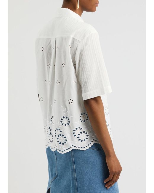 Rejina Pyo White Marty Broderie Anglaise Cotton Shirt