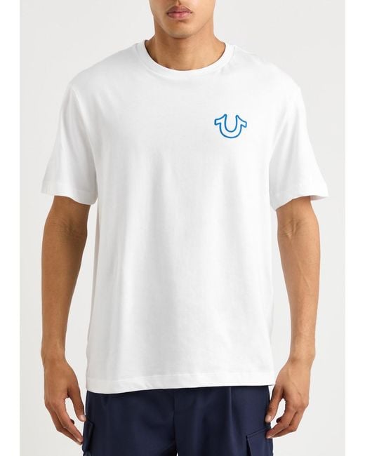 True Religion White Logo-Print Cotton T-Shirt for men