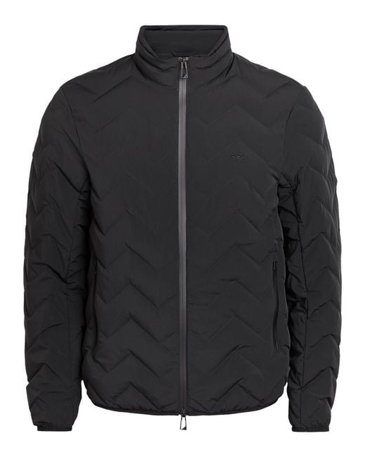 Emporio Armani Black Water-Repellent Padded Stretch-Nylon Jacket for men