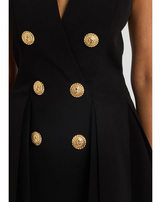 Balmain Black Pleated Mini Dress