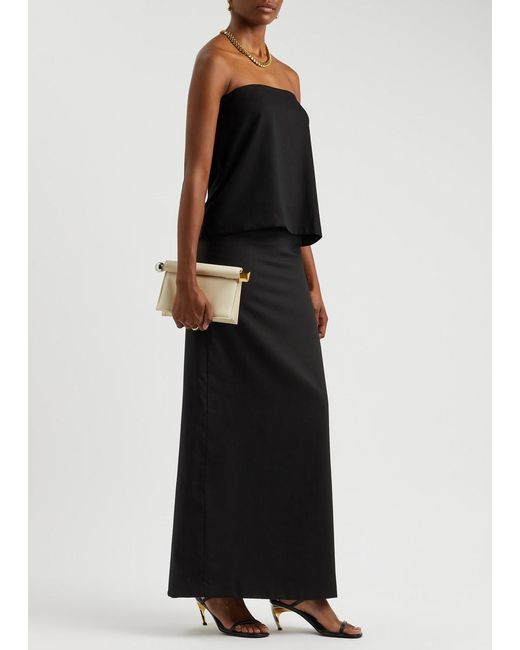 AEXAE Black Strapless Woven Top
