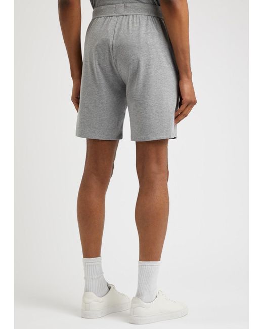 Boss Gray Unique Logo-Print Jersey Shorts for men