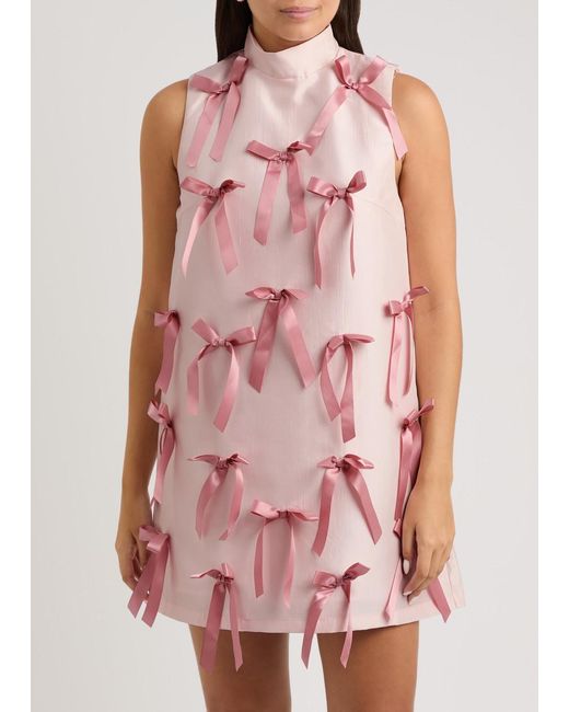 Sister Jane Pink Clara Bow-Embellished Taffeta Mini Dress