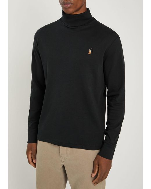 Polo Ralph Lauren Black Roll-Neck Cotton Top for men