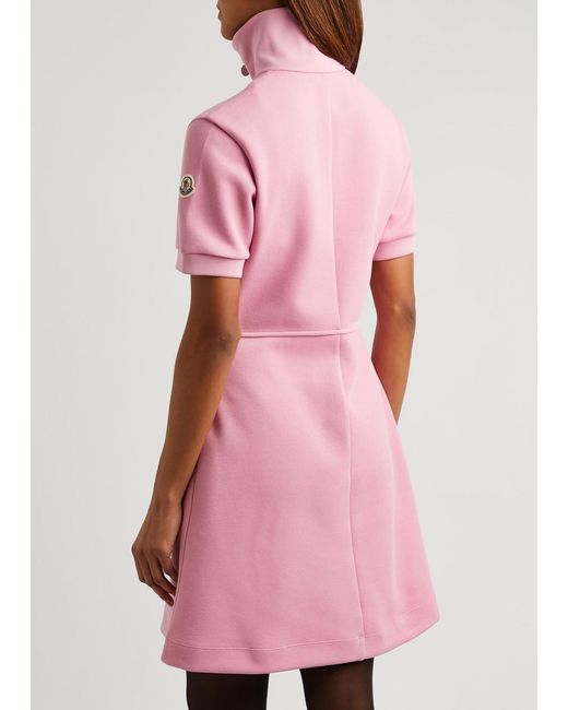 Moncler Pink Piqué Cotton-blend Mini Dress