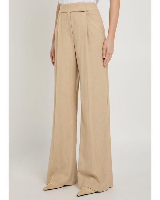 Veronica Beard Natural Marbeau Wide-Leg Trousers