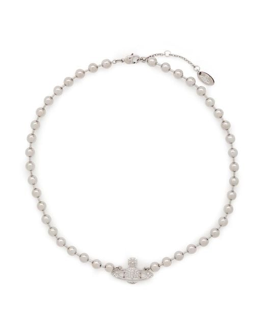 Vivienne Westwood White Thames Mini Bas Relief Orb Necklace