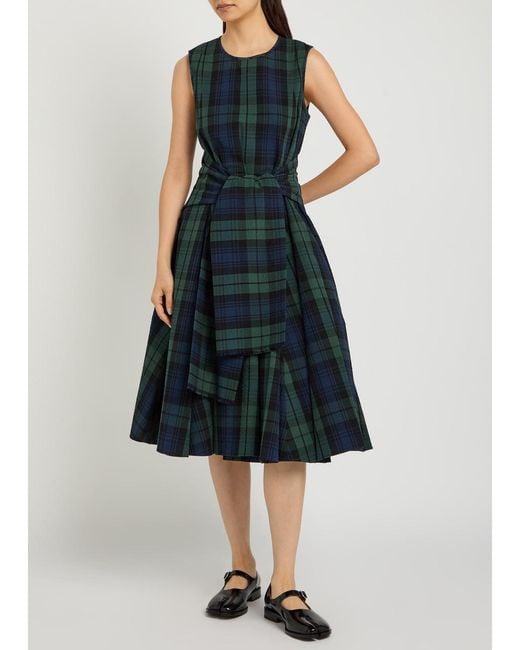 J.W. Anderson Blue Cloque Checked Seersucker Midi Dress