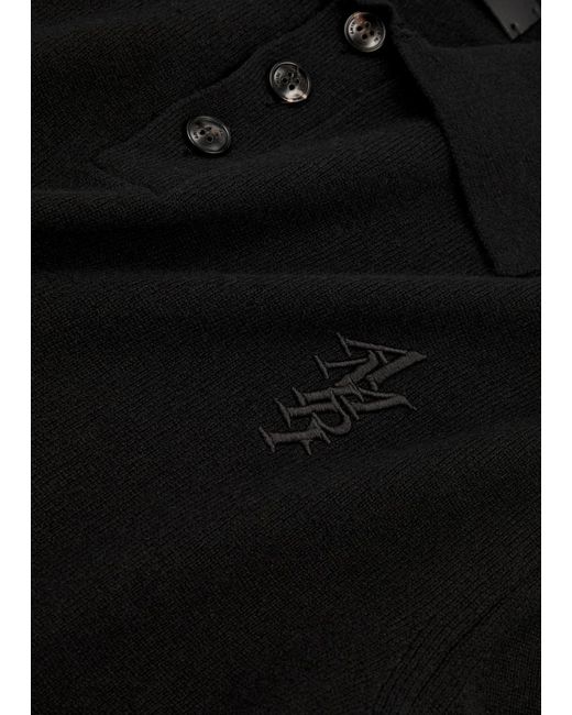 Amiri Black Logo-embroidered Cashmere Polo Shirt for men