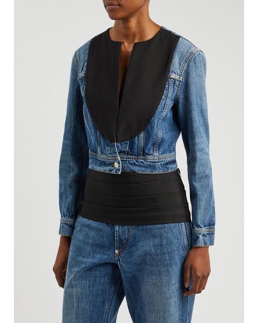 Stella McCartney Blue Panelled Cropped Denim Jacket