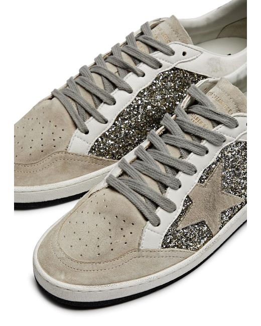 Golden Goose Deluxe Brand White Ball Star Glittered Suede Sneakers