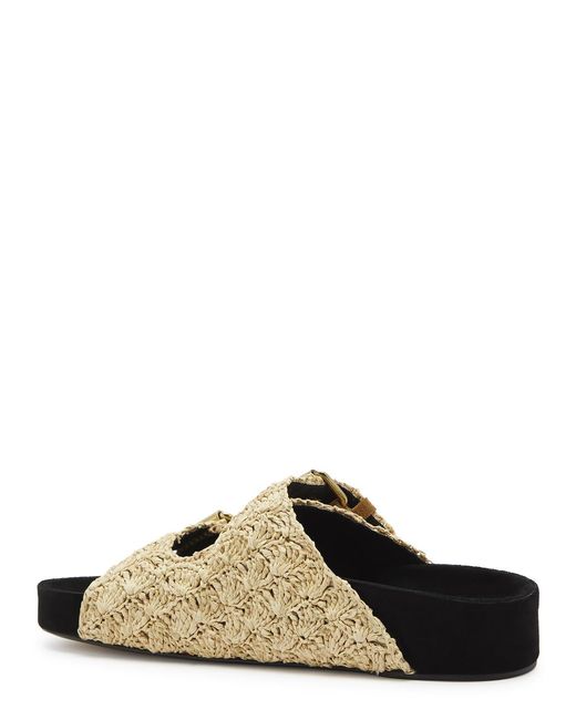 Isabel Marant Natural Lennyo Raffia And Suede Sliders