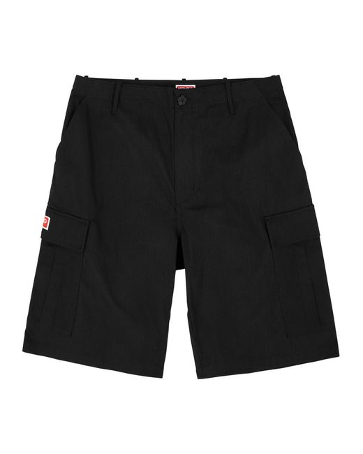 KENZO Black Cotton Cargo Shorts for men