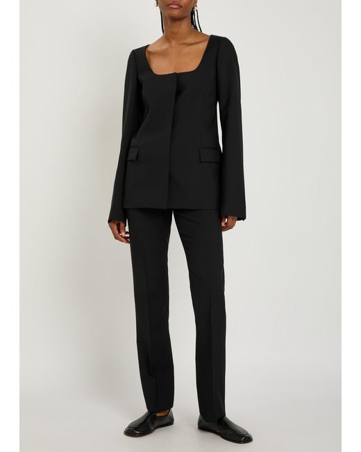Calvin Klein Black Camille Scoop-Neck Wool Blazer