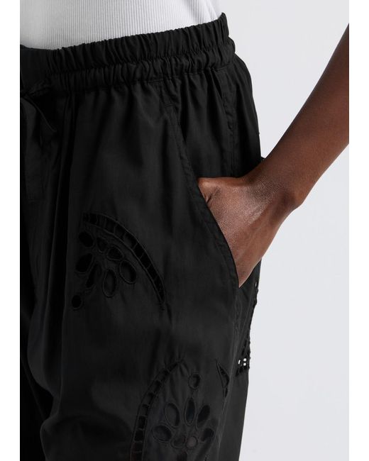 Isabel Marant Black Hectorina Eyelet-Embroidered Tapered Trousers