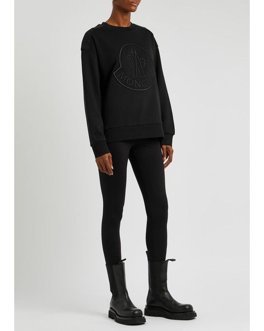 Moncler Black Logo-embroidered Cotton-blend Sweatshirt