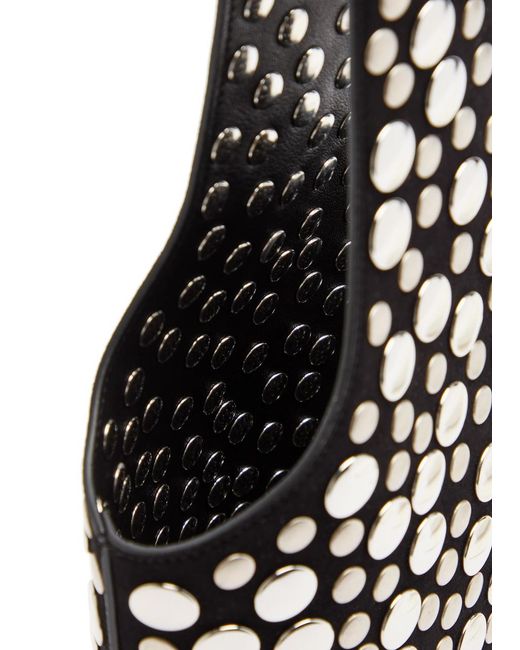 Khaite Black Livia Small Studded Suede Bucket Bag