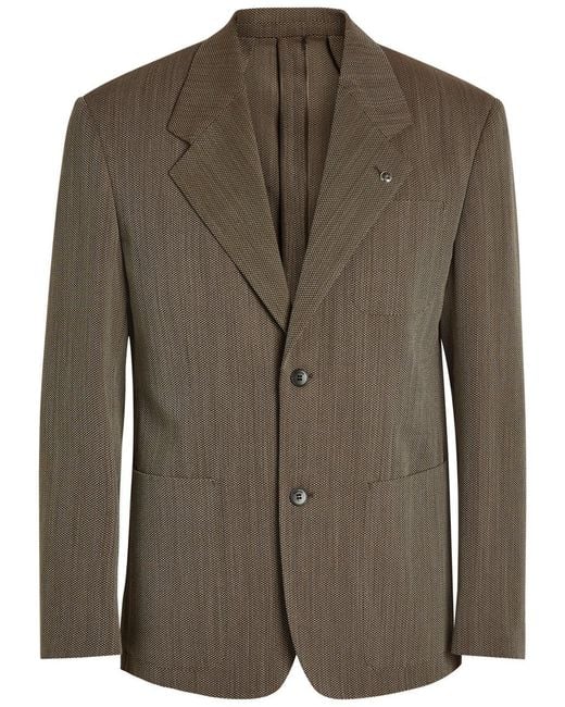 Versace Green Herringbone Wool Blazer for men