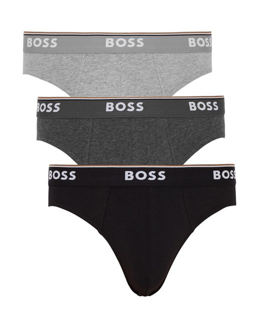 Boss Gray Power Stretch-Cotton Briefs for men