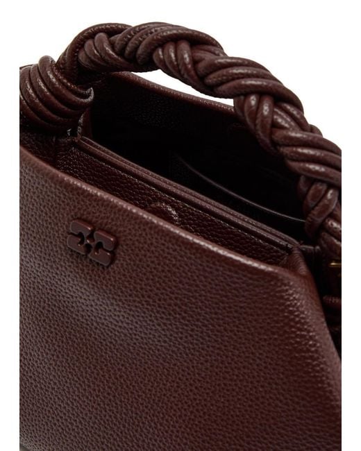 Ganni Brown Bou Small Grained Leather Top Handle Bag