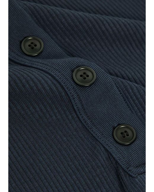 Citizens of Humanity Blue Varra Ribbed Cotton-Blend Henley Top