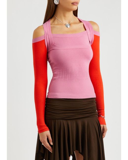GIMAGUAS Pink Latte Cut-out Knitted Jumper