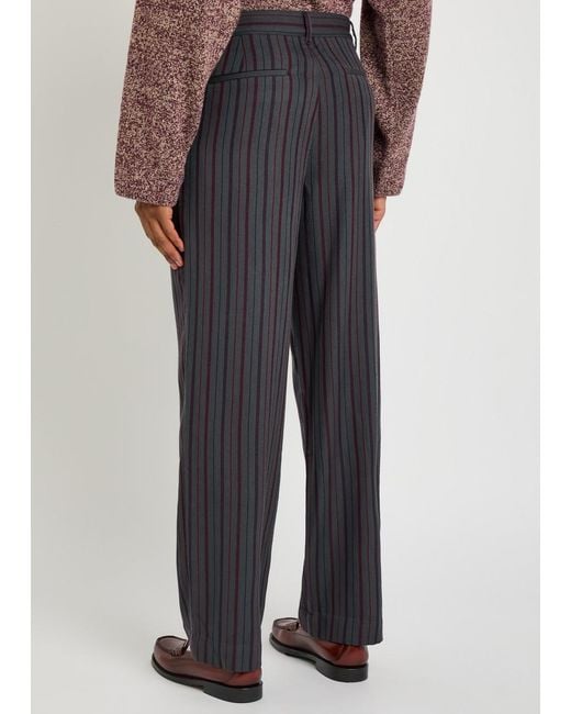 The Elder Statesman Blue Stripe Slacker Straight-Leg Wool And Cashmere-Blend Trousers for men