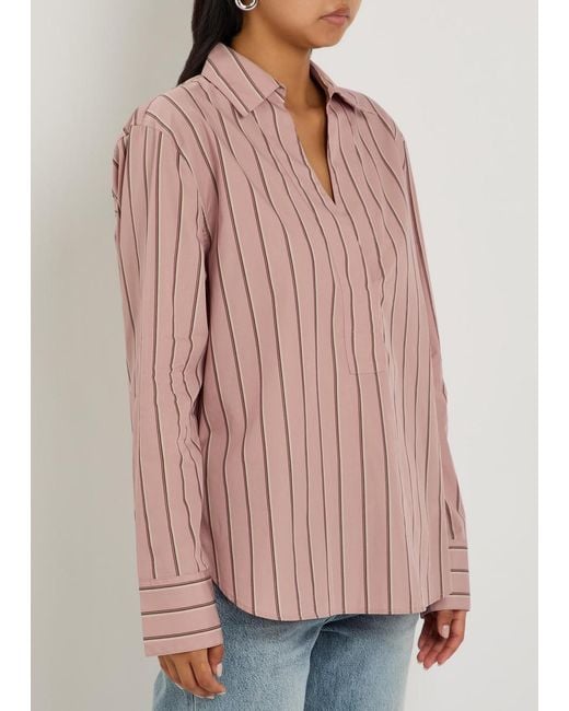 Vince Pink Striped Cotton-Poplin Shirt