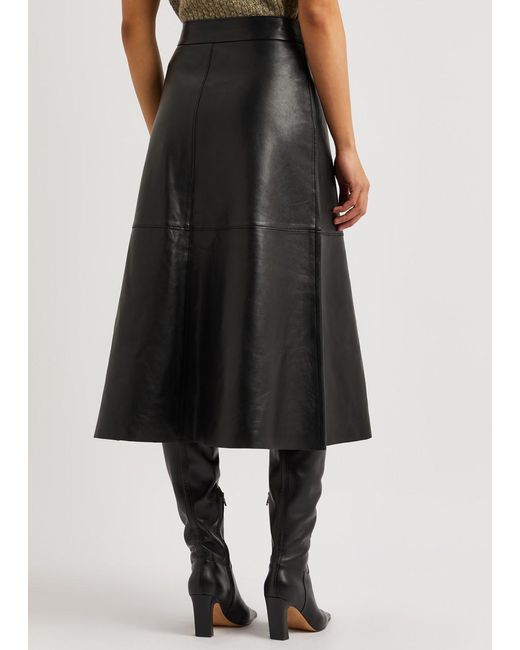 Day Birger et Mikkelsen Gray Gardenia Leather Midi Skirt