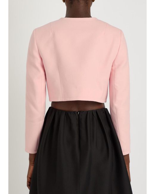 Emilia Wickstead Pink Lizette Wool-Crepe Cropped Jacket