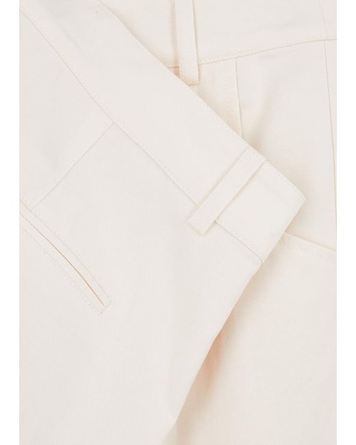 PAIGE White Merano Wide-Leg Twill Trousers