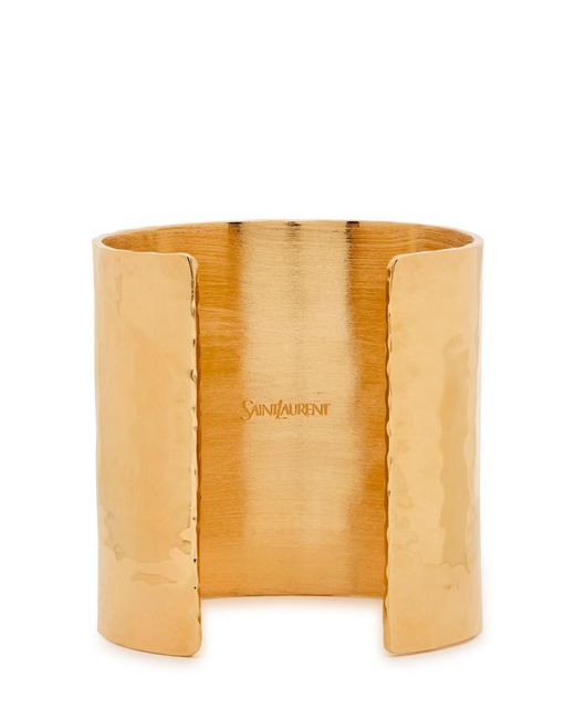 Saint Laurent Natural Logo Hammered Cuff