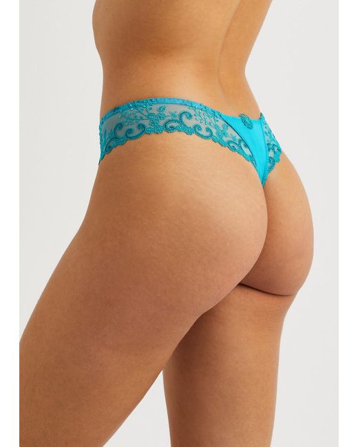 Simone Perele Blue Delice Embroidered Thong