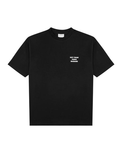 Drole de Monsieur Black Nfpm Printed Cotton T-Shirt for men