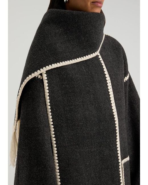 Totême Black Attached Scarf Wool Jacket