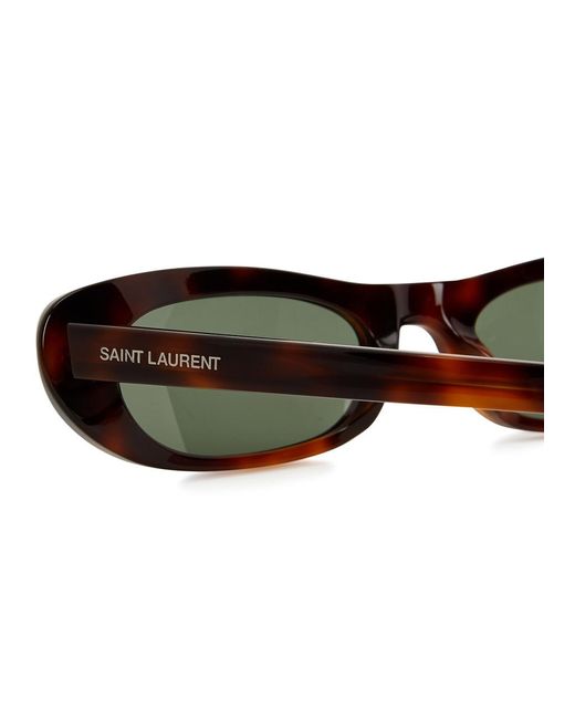 Saint Laurent Green Narrow Cat-eye Sunglasses