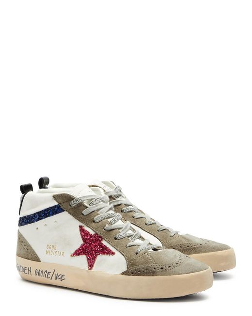 Golden Goose Deluxe Brand Multicolor Mid Star Distressed Panelled Leather Sneakers