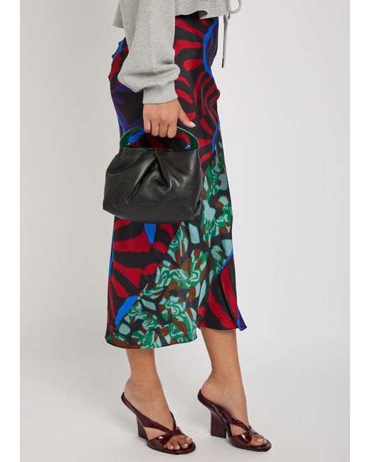 Dries Van Noten Black Crisp Leather Top Handle Bag