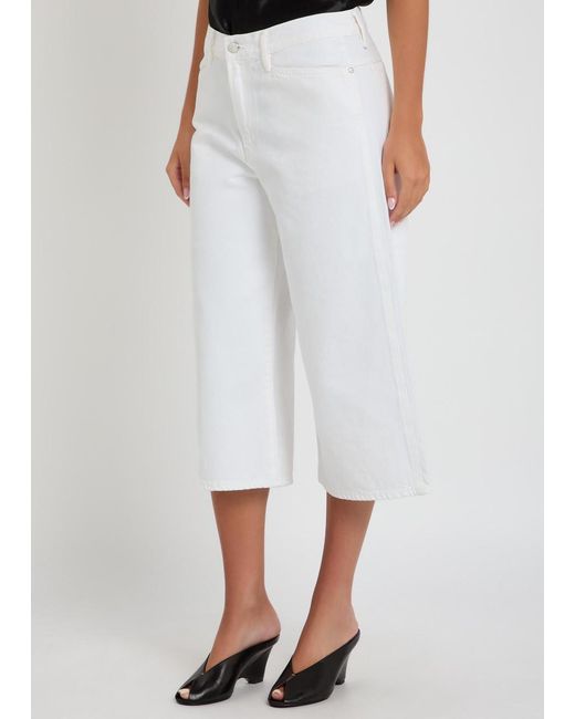 Agolde White X Maria Mcmanus Wide-Leg Denim Shorts