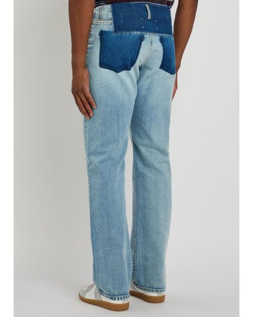 Maison Margiela Blue Straight-Leg Washed Denim Trousers for men