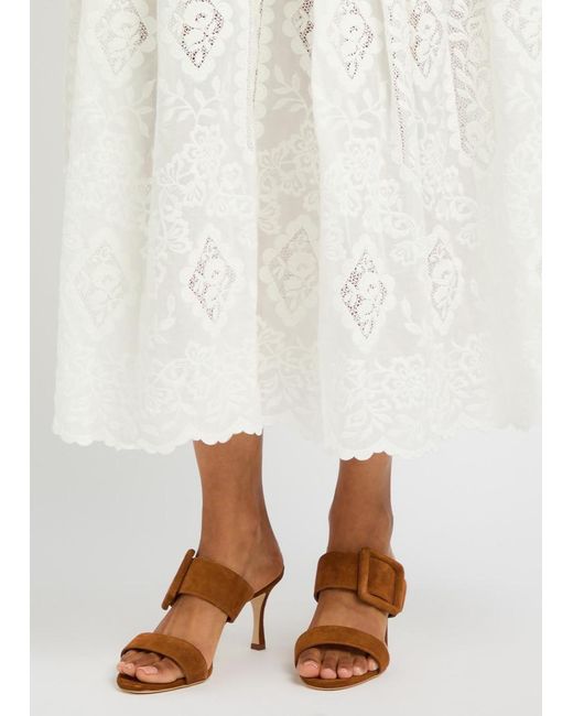 Manolo Blahnik Brown Gable 70 Buckle-Embellished Suede Mules