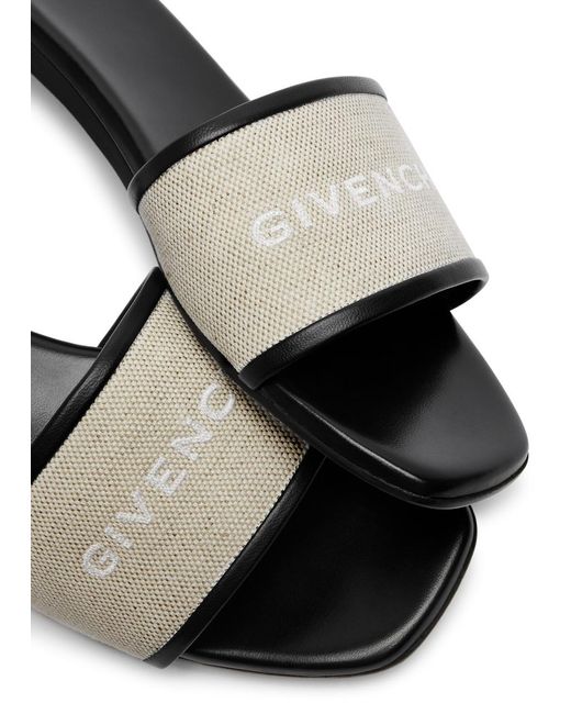 Givenchy White Logo Canvas And Leather Sliders