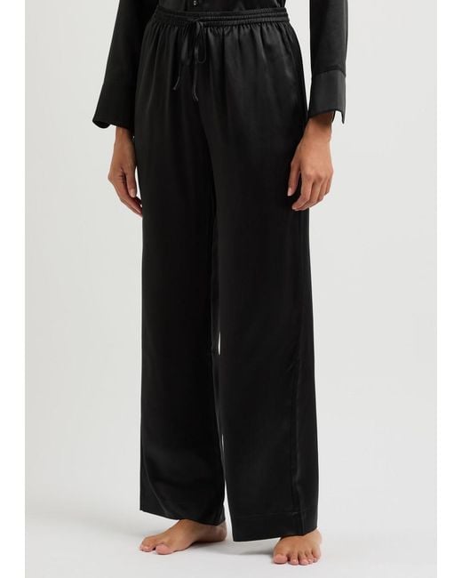 Fleur Of England Black Fleur Du Jour Silk-Satin Pyjama Trousers