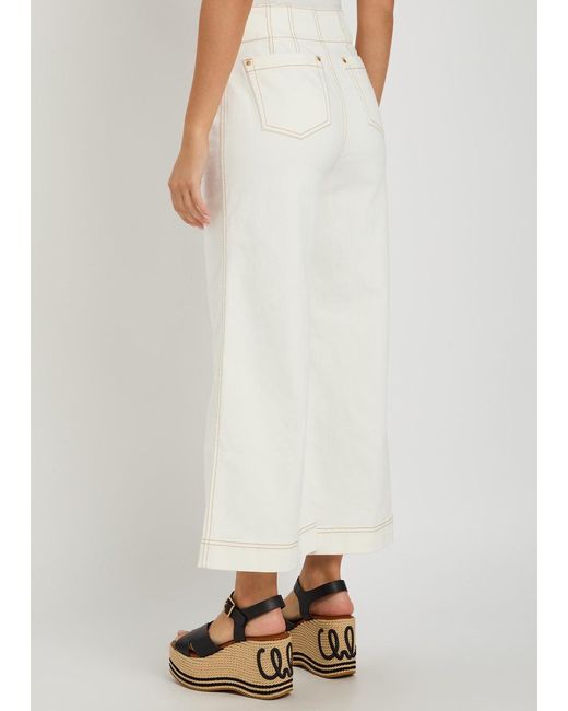 Zimmermann White Roselight Cropped Flared-Leg Jeans