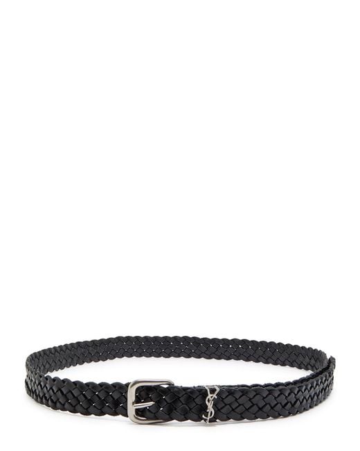 Saint Laurent Black Braided Leather Belt for men